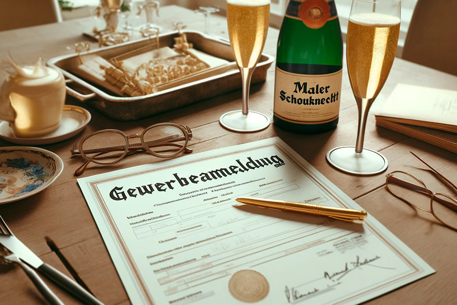 Gewerbeanmeldung und Sekt